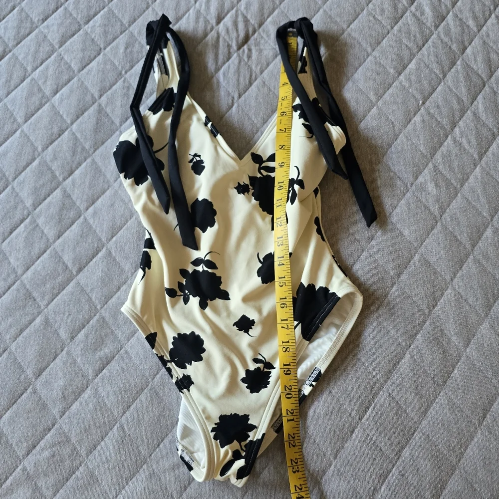 Kate Spade Neck OnePiece Swimsuit‎ Floral bow tie shoulder Size XS